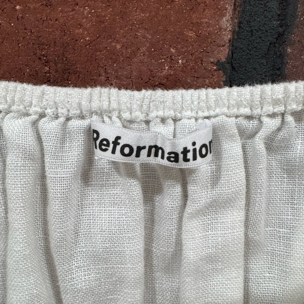 Reformation White Smocked Puff Sleeve to - Picture 4 of 6